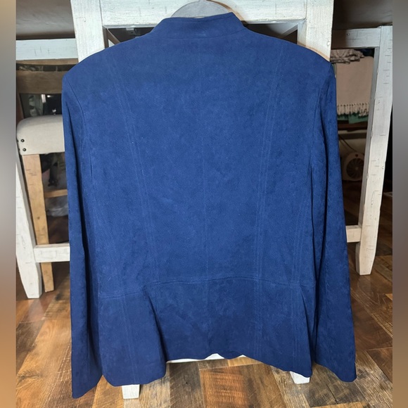 JM Collection Blue Blazer Jacket w/ Padded Shoulders Size 14 - Picture 3 of 3